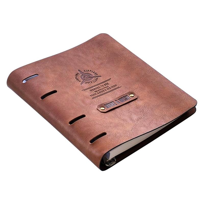 Бизнес-тетрадь А5, 120л. клетка, кольца, иск.кожа Airplane N2404