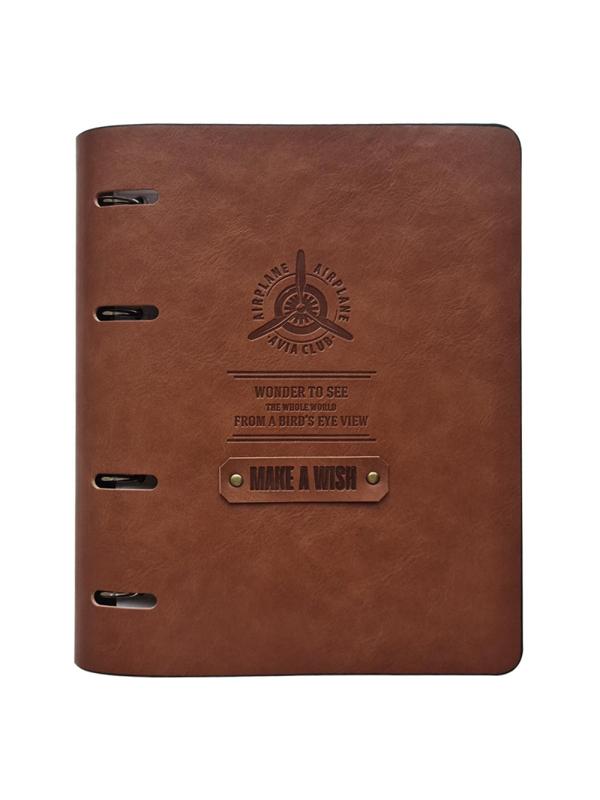 Бизнес-тетрадь А5, 120л. клетка, кольца, иск.кожа Airplane N2404