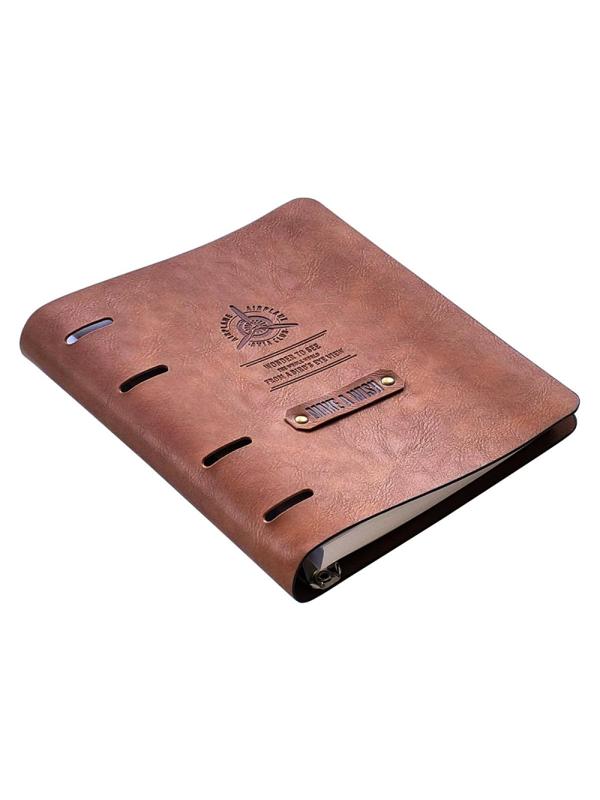 Бизнес-тетрадь А5, 120л. клетка, кольца, иск.кожа Airplane N2404