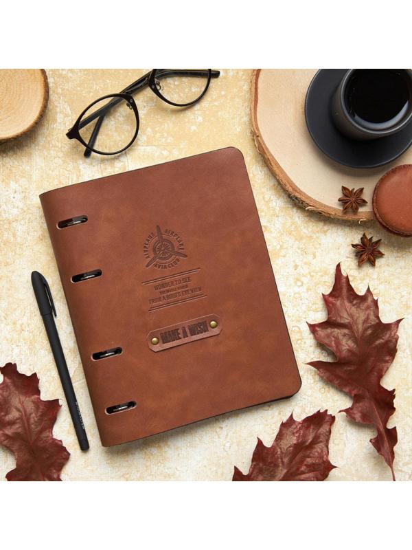 Бизнес-тетрадь А5, 120л. клетка, кольца, иск.кожа Airplane N2404