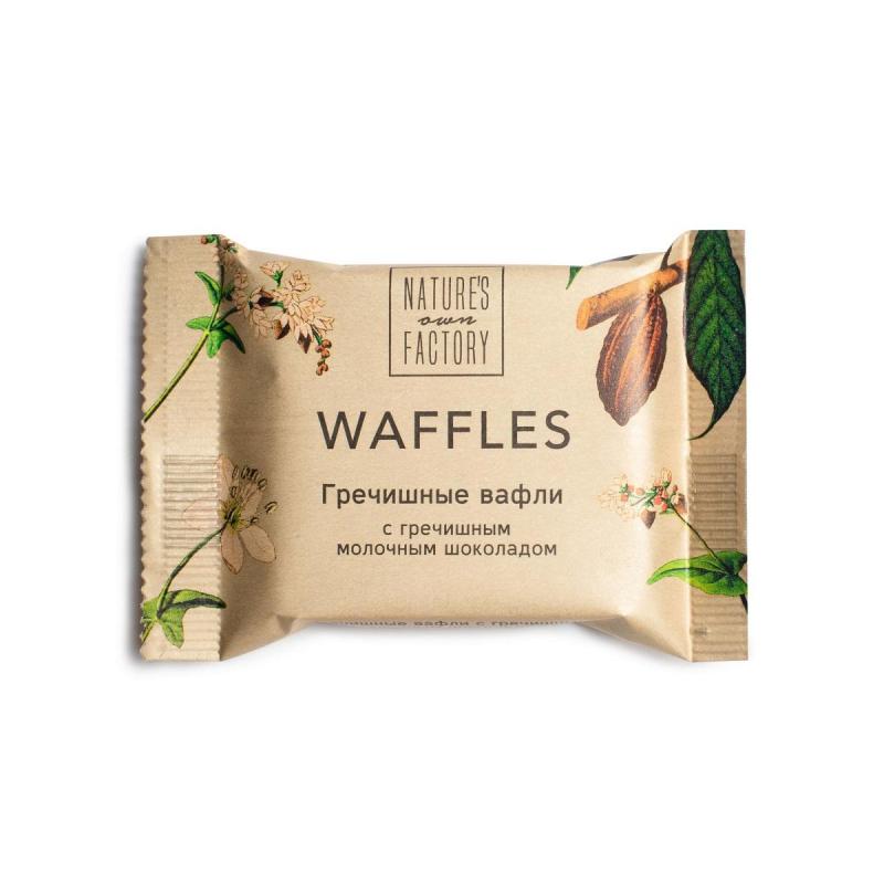 Вафли Natures own factory гречишные с греч. молочным  шок., 20гx18шт/уп