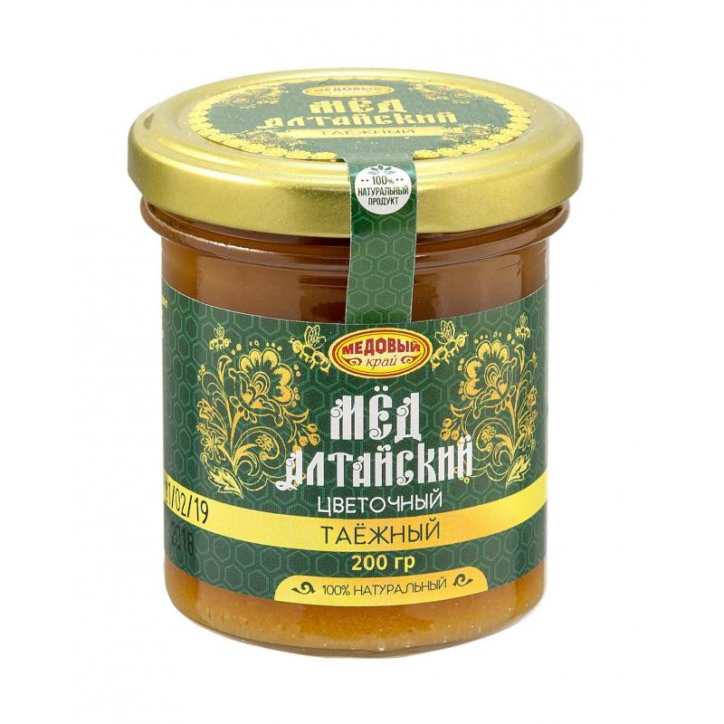 Мед ТАЕЖНЫЙ 200г Алтайский натуральный цветочный Медовый край 84919
