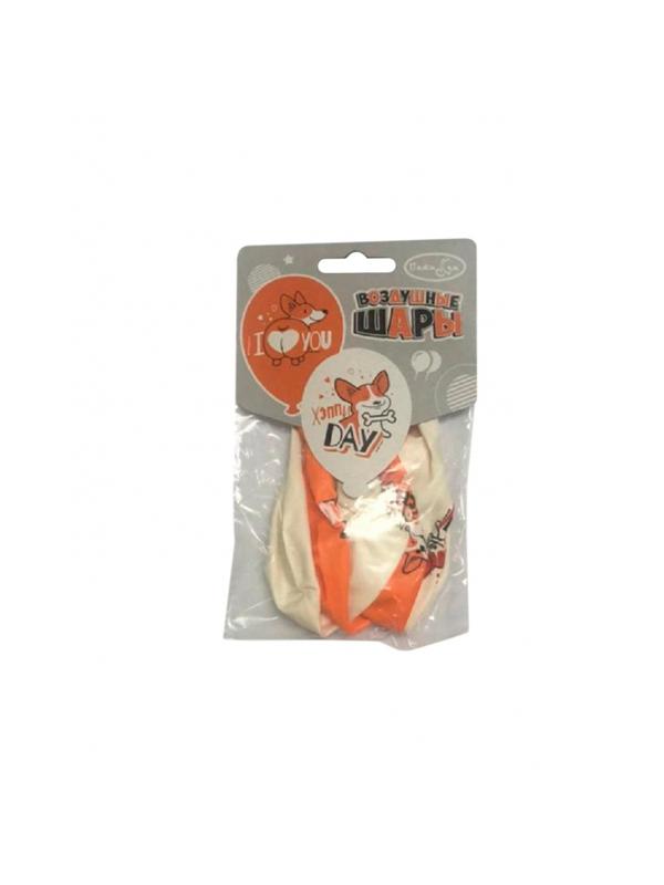 Шары надувные WHITE&ORANGE Корги СДР 5шт/уп в ассортимен M 12/30см 6073138