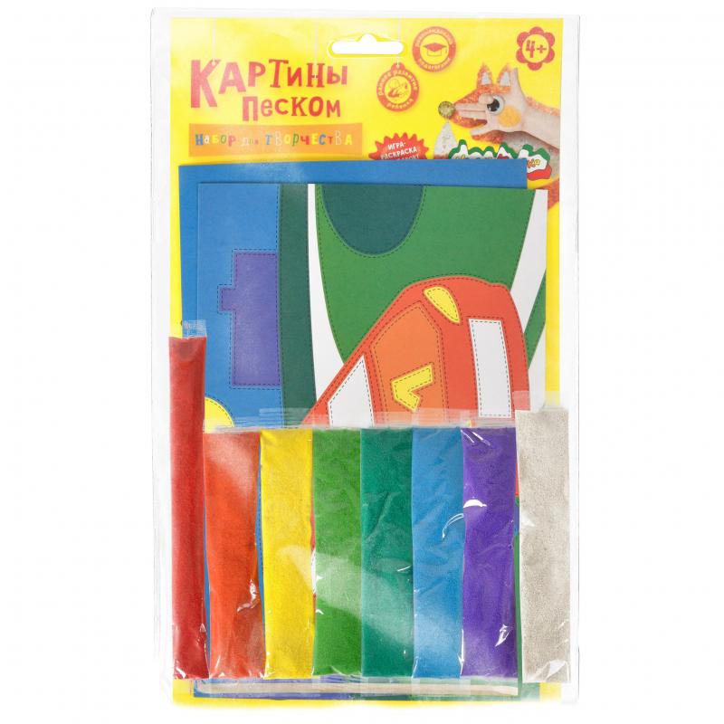 Набор для изготовления картина из песка МАШИНКА И ВЕРТОЛЕТ А5, КПКМ-МВ