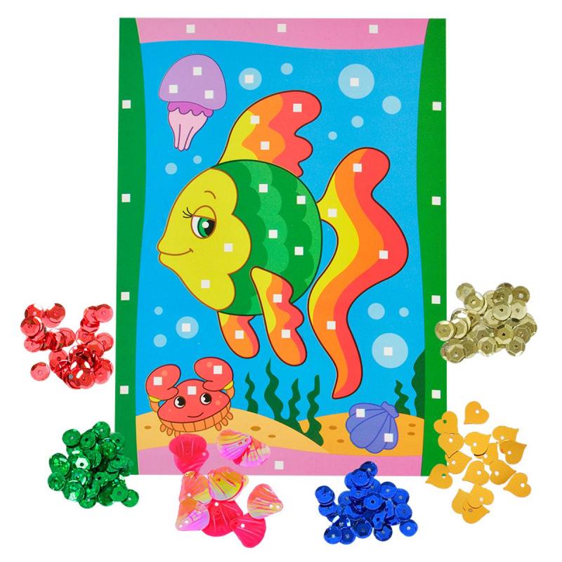 Набор для творчества с пайетками Каляка-Маляка РЫБКИ А5, НПРКМ