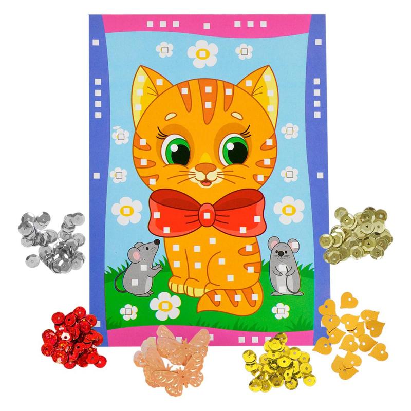 Набор для творчества с пайетками Каляка-Маляка КОТ И МЫШКИ А5, НПКМКМ