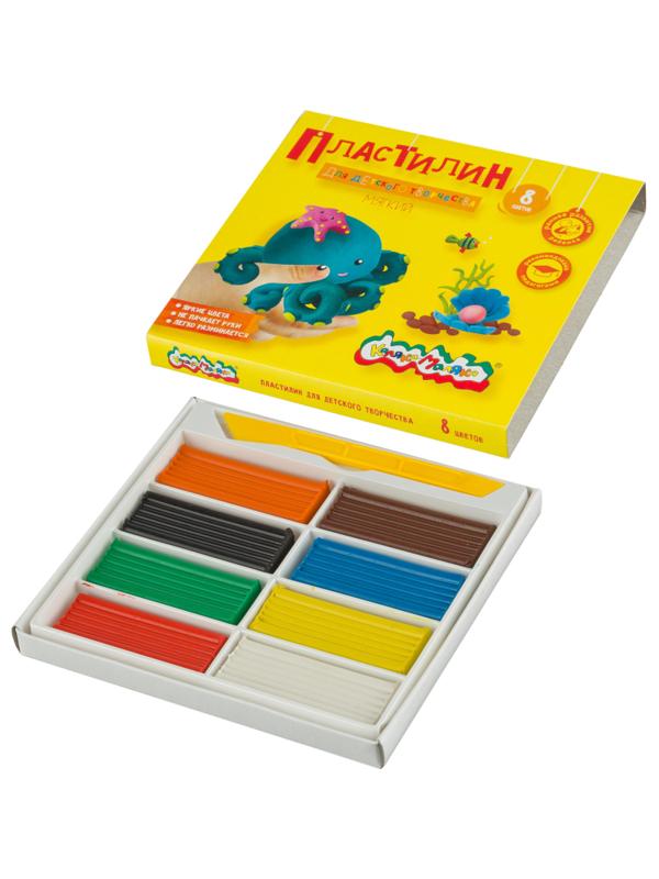 Пластилин Каляка-Маляка для детского творчества  8цв.120г со стеком,ПКМ08-П
