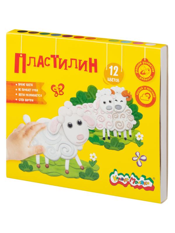 Пластилин Каляка-Маляка 12 цв. 180 г со стеком, ПКМ12