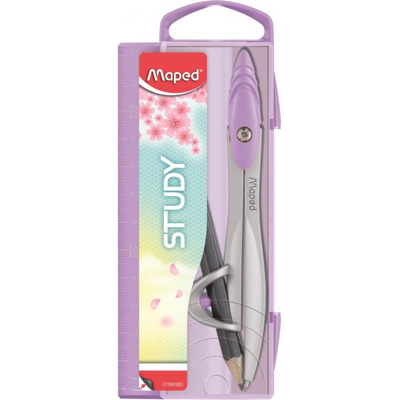 Циркуль Maped STUDY COLLECTOR, цинк. сплав, пласт. уп., пастельн., ассорти