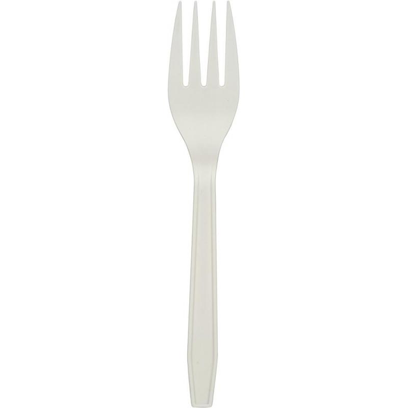 Вилка одноразовая 158мм, бел., кукурузный крахмал, 50шт/уп