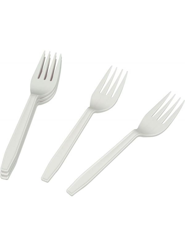 Вилка одноразовая 158мм, бел., кукурузный крахмал, 50шт/уп