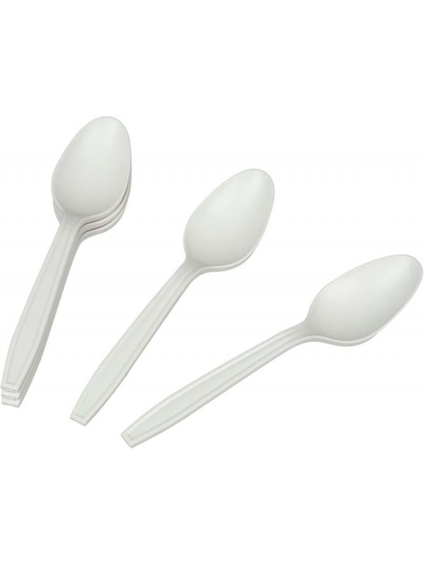 Ложка одноразовая 145мм, бел., кукурузный крахмал, 50шт/уп