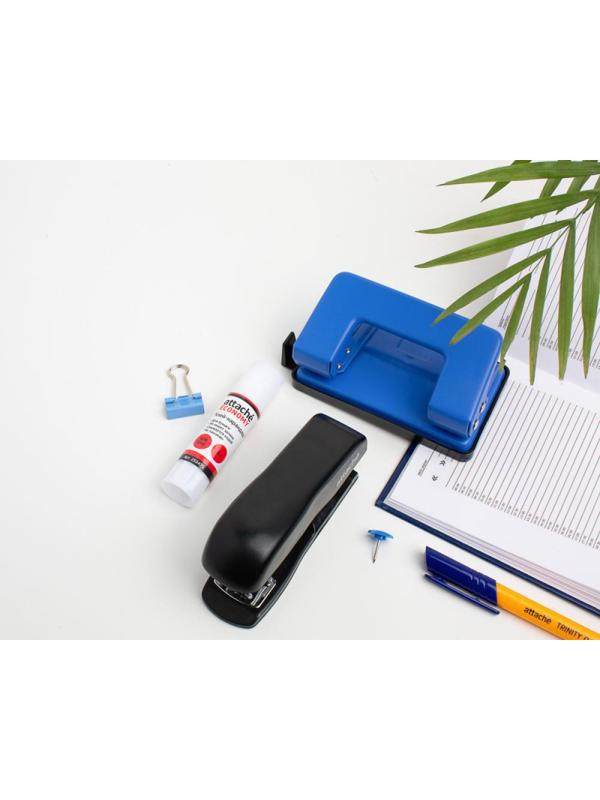 Дырокол Attache Economy, до 10 лис, с линейк, металлич,  син