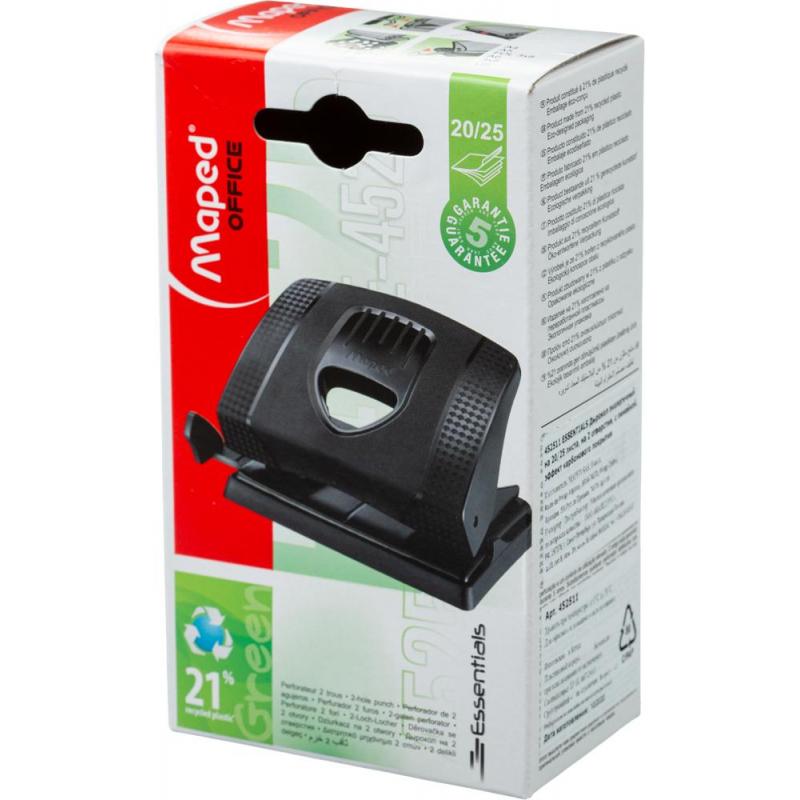 Дырокол Maped GREENLOGIC до 20-25 листов,линейка,пластик,черный,452511