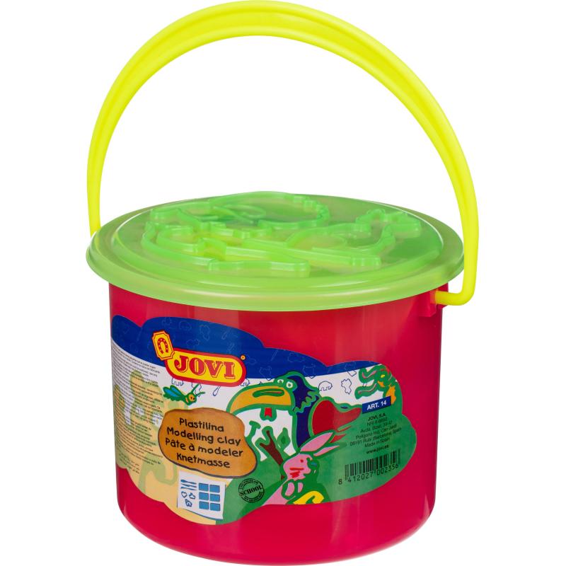 Пластилин JOVI, 6 цв.,300г, растительный,формочки,стеки,клеенка, в ведре,14