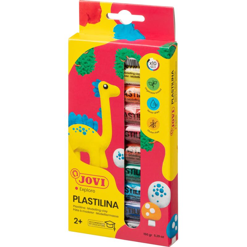 Пластилин JOVI 10 цветов, 150г, растительный, картон, европодвес,90/10