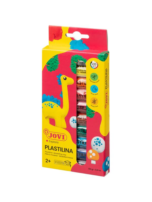 Пластилин JOVI 10 цветов, 150г, растительный, картон, европодвес,90/10