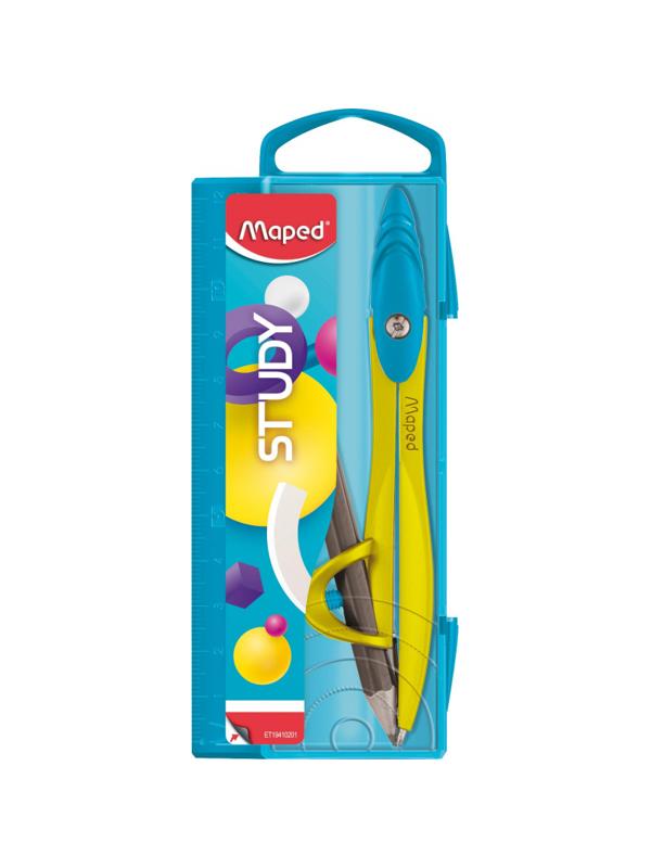 Циркуль Maped STUDY POP 120мм,цинк.сплав,карандаш,пласт.пенал,ассорт,194102