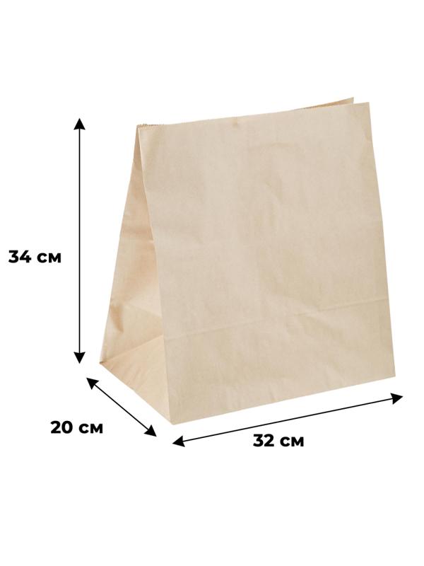 Пакет бумажный 320х200х340 мм, 70 гр/м2, крафт, прямоуг.дно 500 шт/уп