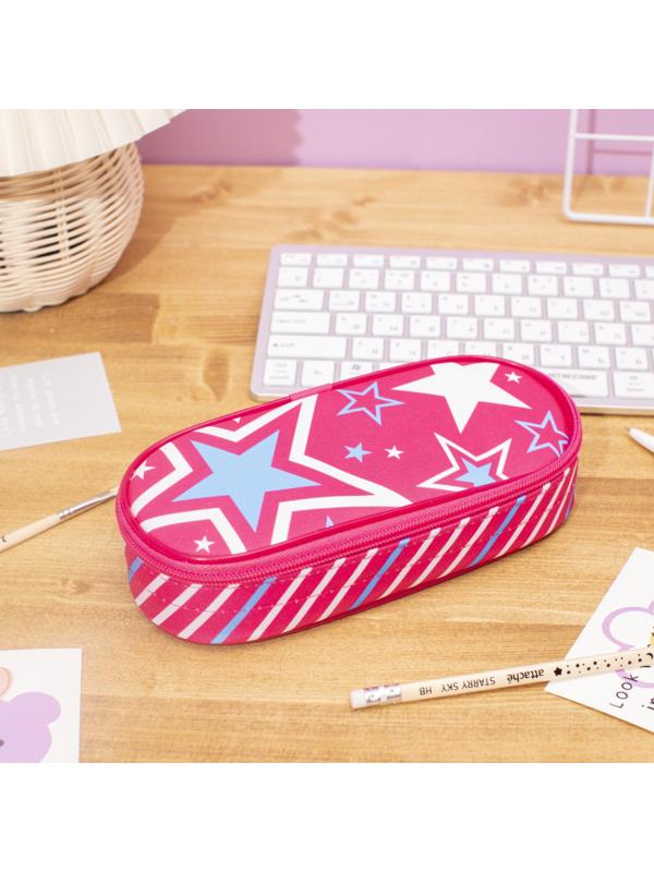 Пенал №1School Звезды  ткань, резинки на клапане, 210x85x50 мм, ПМК23-20