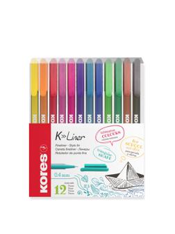 Линер Kores 0,4мм набор из 12цв./уп, пластик, 28112
