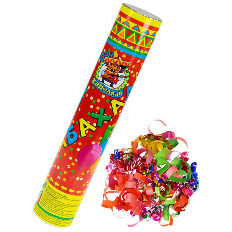 Пневмохлопушка Бабахалка. Ассорти и серпантин (фольгированные) 30 см Х-1472