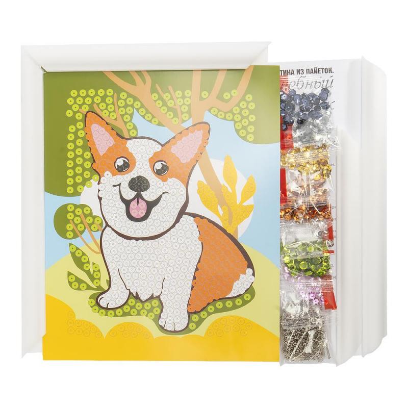 Картина из пайеток Корги   Ап-042