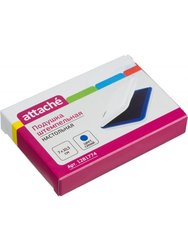 Подушка штемпельная настольная Attache синяя 70х103 мм пластик