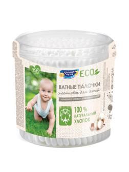 Палочки ватные для детей Солнце и Луна ЕСО стакан круглый 200шт