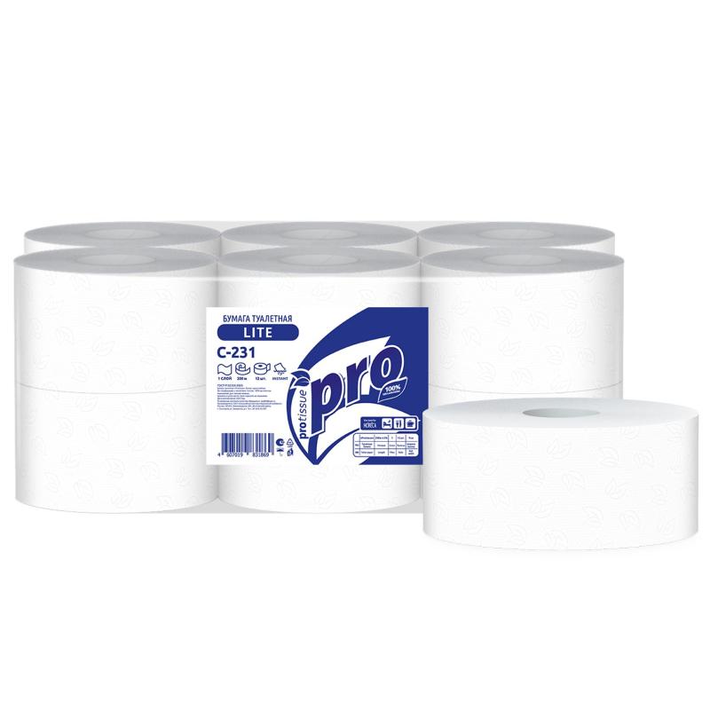 Бумага туалетная д/дисп Protissue 1сл 12рул 200м С231