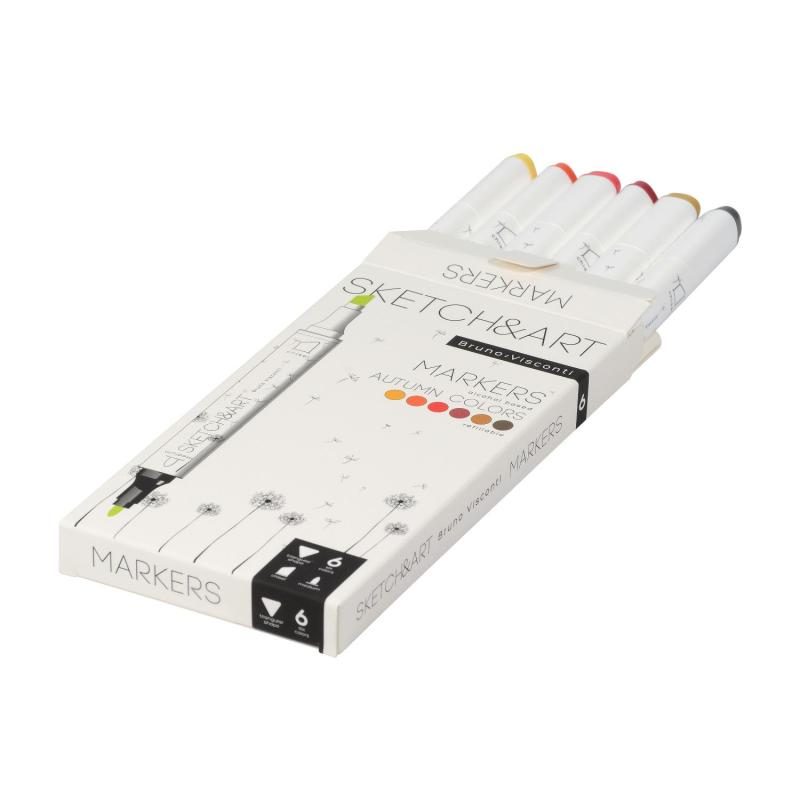 Набор маркеров ДВУСТ.СКЕТЧ-МАР.SKETCH&ART.ОСЕННИЙ ПЕЙЗАЖ,6 ЦВ.,22-0081/01