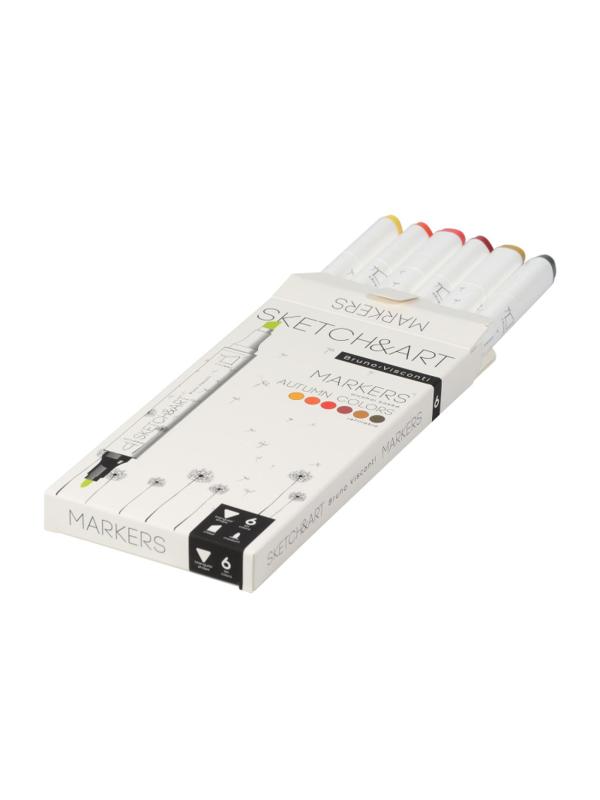 Набор маркеров ДВУСТ.СКЕТЧ-МАР.SKETCH&ART.ОСЕННИЙ ПЕЙЗАЖ,6 ЦВ.,22-0081/01