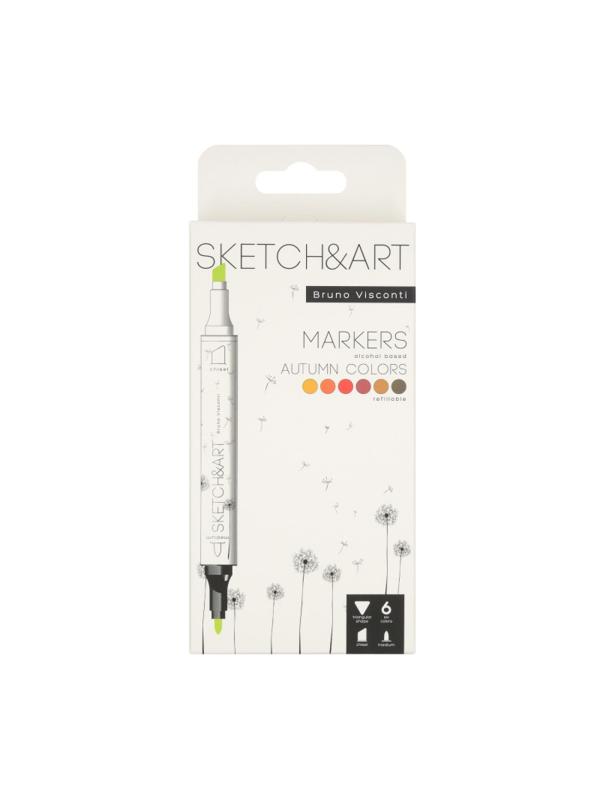 Набор маркеров ДВУСТ.СКЕТЧ-МАР.SKETCH&ART.ОСЕННИЙ ПЕЙЗАЖ,6 ЦВ.,22-0081/01