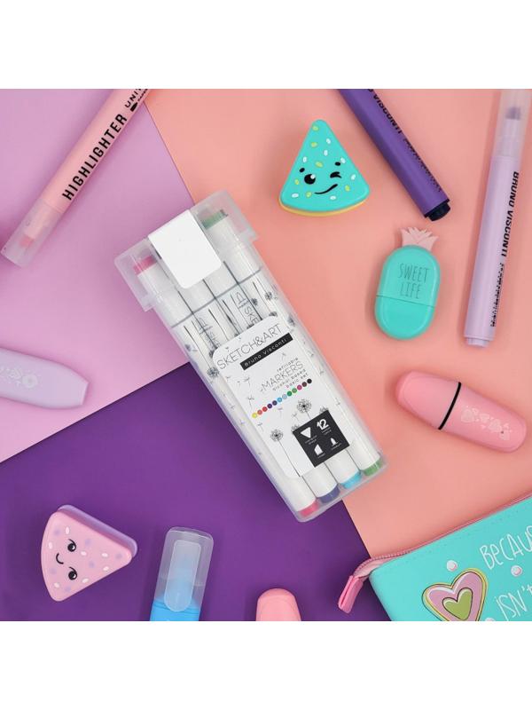 Набор маркеров ДВУС.СКЕТЧ-МАРКSKETCH&ARTБАЗОВЫЙ,12ЦВ.ПЛАС.ПЕН.,22-0076/01