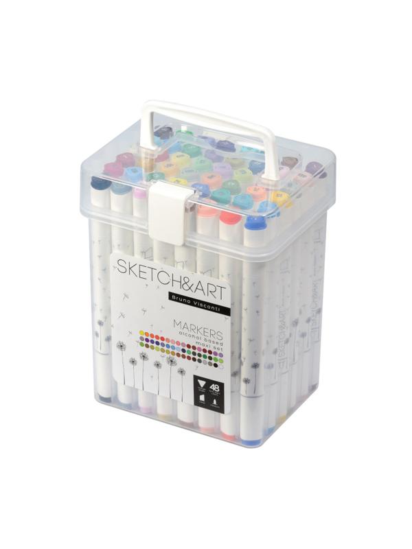 Набор маркеров ДВУС.СКЕТЧ-МАРКЕРЫSKETCH&ARTМАКСИ,48 ЦВ.ПЛАС.ПЕНАЛ,22-0079