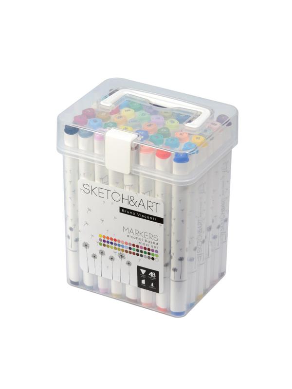 Набор маркеров ДВУС.СКЕТЧ-МАРКЕРЫSKETCH&ARTМАКСИ,48 ЦВ.ПЛАС.ПЕНАЛ,22-0079