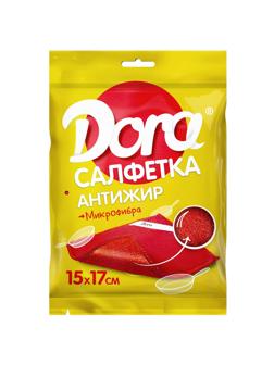 Салфетка хозяйственная антижир Dora 17х15см микрофибра