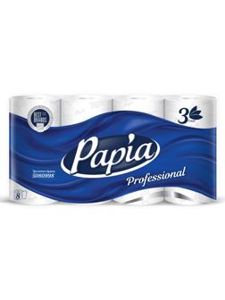Бумага туалетная Papia Professional 3сл бел 100%цел 140л 8рул/уп