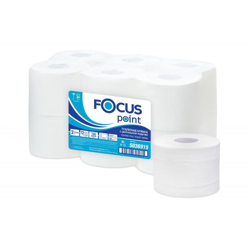 Бумага туалетная д/дисп Focus Point 2сл бел цел 120м ЦВ 12рул/уп 5036915