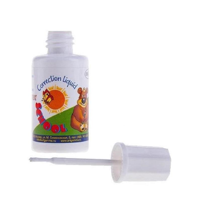 Корректирующая жидкость 20мл Школьник на водной основе, кисточка