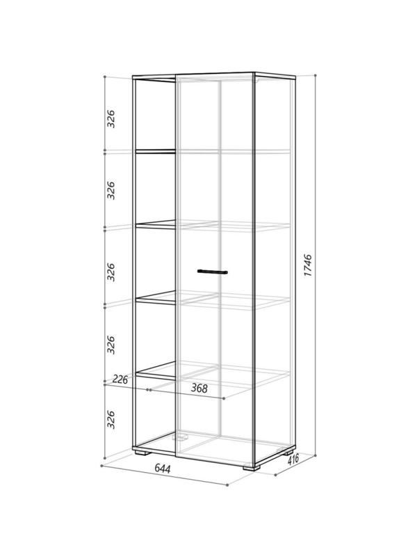 Мебель для дома IN Шкаф Homeoffice полузакр. 644x416x1746 Дуб натуральный