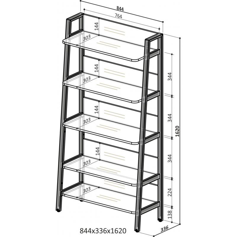 Стеллаж IN Homeoffice 844x335x1620 Дуб натуральный