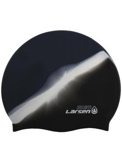 Шапочка плавательная Larsen MC35, силикон, черн/бел