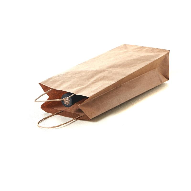 Пакет бумажный 140х80x330 мм, 80 г/м2, с кручеными ручками, крафт 100 шт/уп