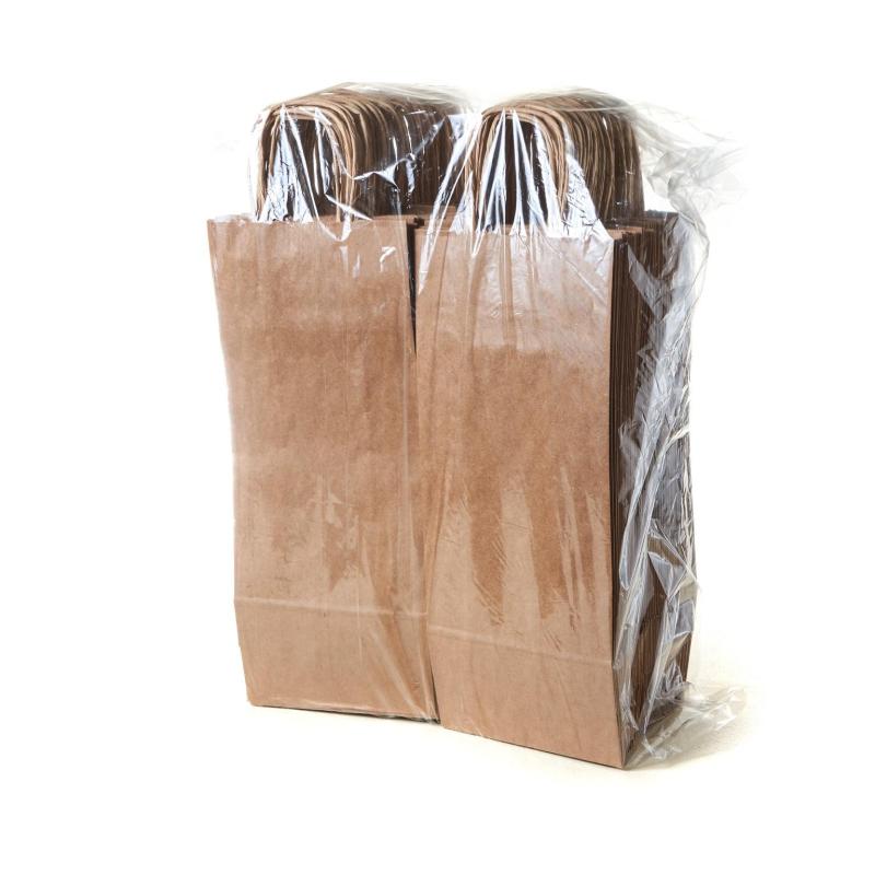 Пакет бумажный 140х80x330 мм, 80 г/м2, с кручеными ручками, крафт 100 шт/уп