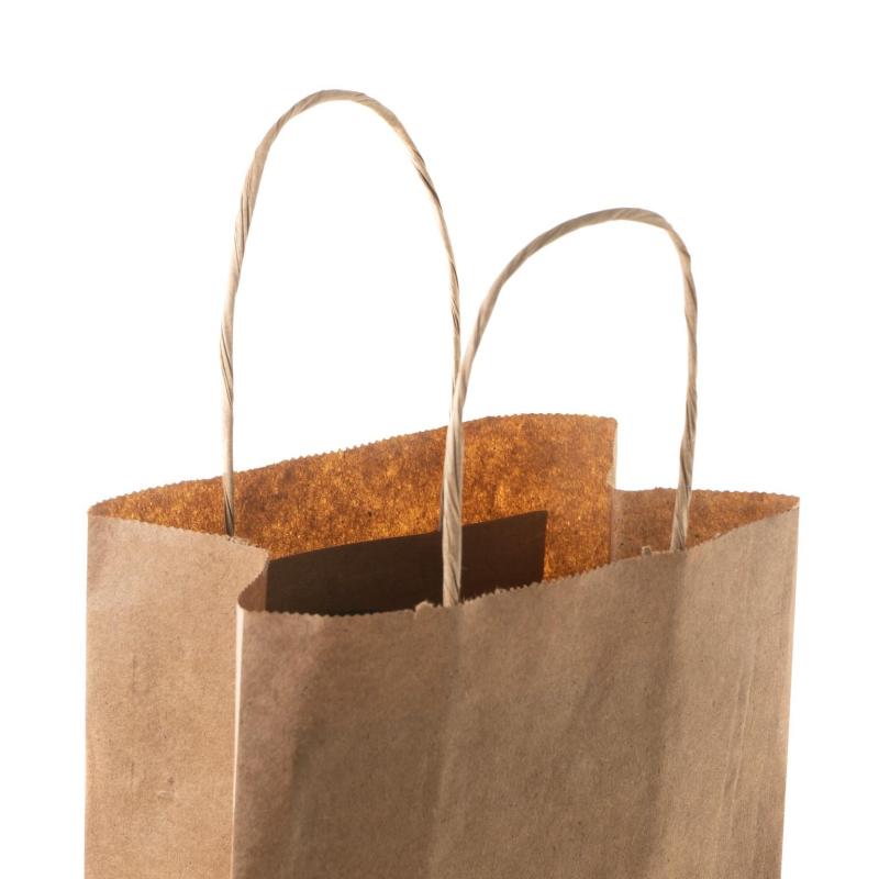 Пакет бумажный 140х80x330 мм, 80 г/м2, с кручеными ручками, крафт 100 шт/уп