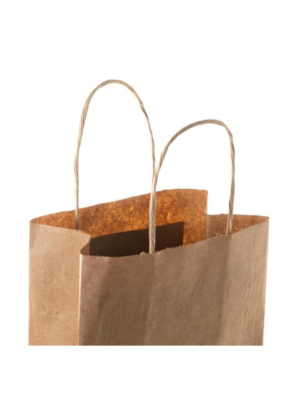Пакет бумажный 140х80x330 мм, 80 г/м2, с кручеными ручками, крафт 100 шт/уп