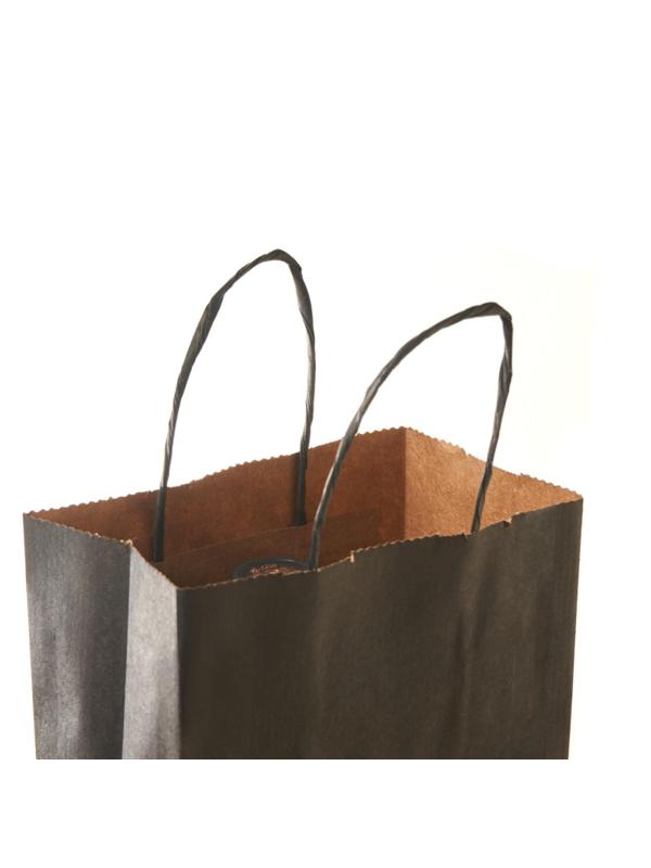 Пакет бумажный 140х80x330 мм, 80 г/м2, с кручеными ручками,черный 100 шт/уп