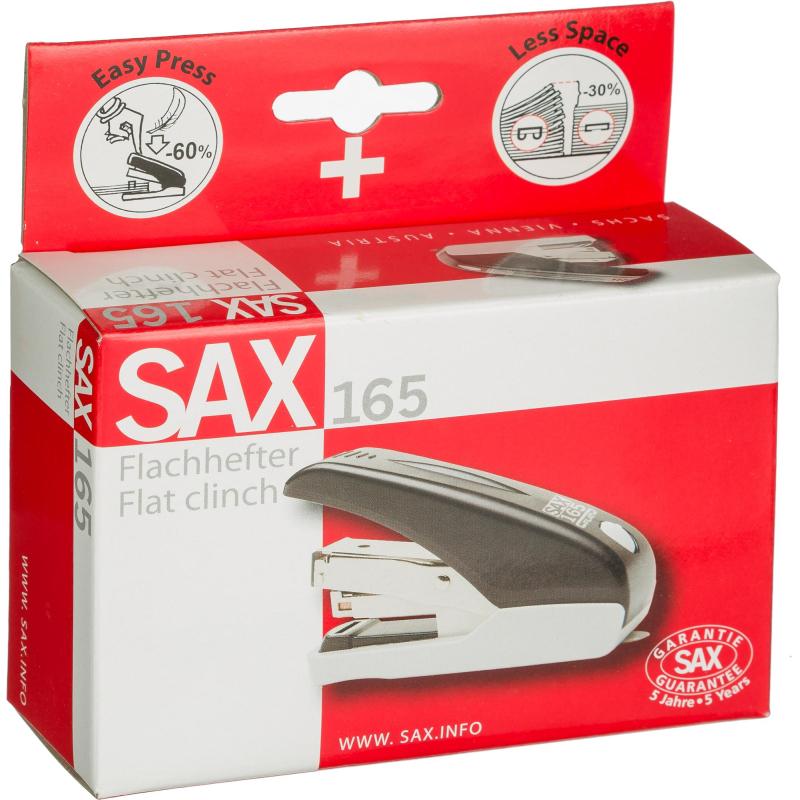 Степлер SAX 165 (N24/6, 26/6) Flat clinch,до 30лис,энергосбер,антистеп,черн