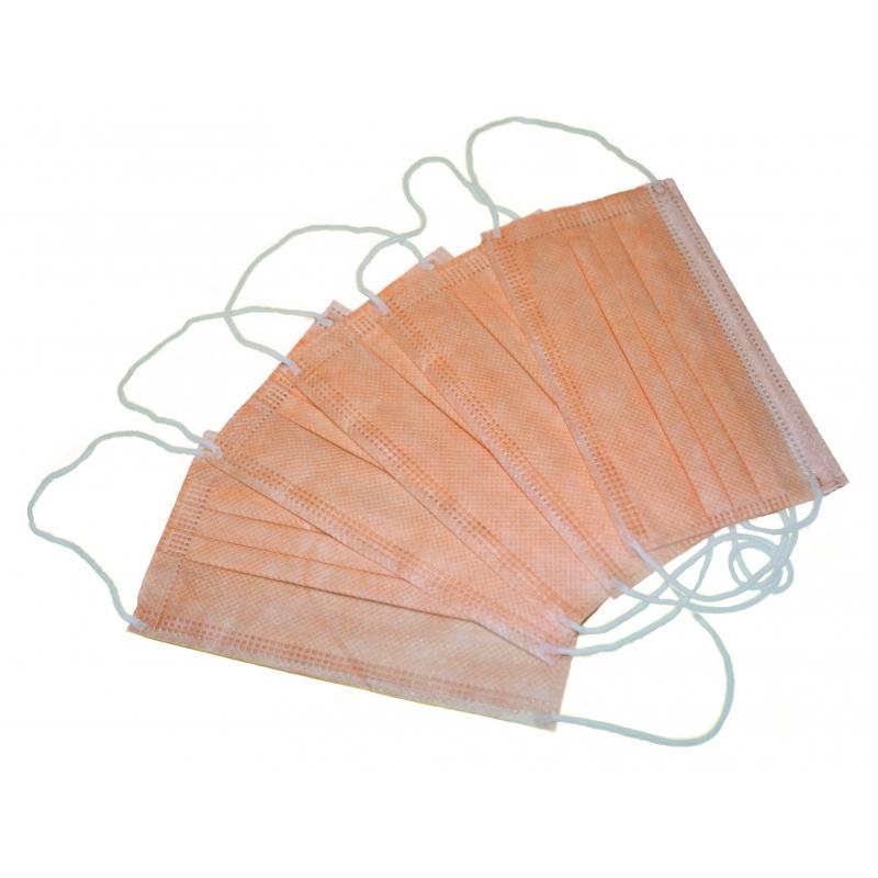 Маска медицинская, резинка, оранжевая, Стандарт п/э 50шт/уп